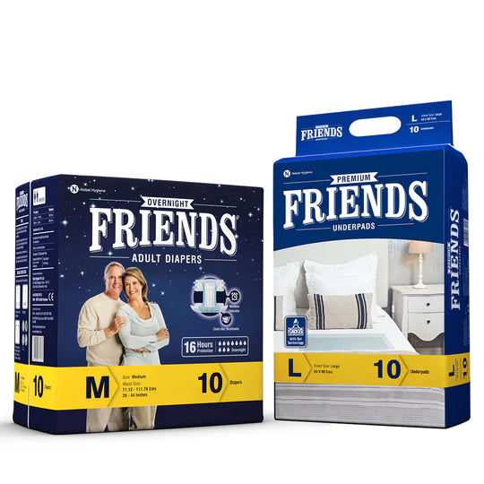 Overnight Adult Diapers + Premium Underpads Combo Pack
