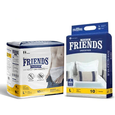 Friends Premium Adult Dry Pants + Premium Underpads Combo Pack