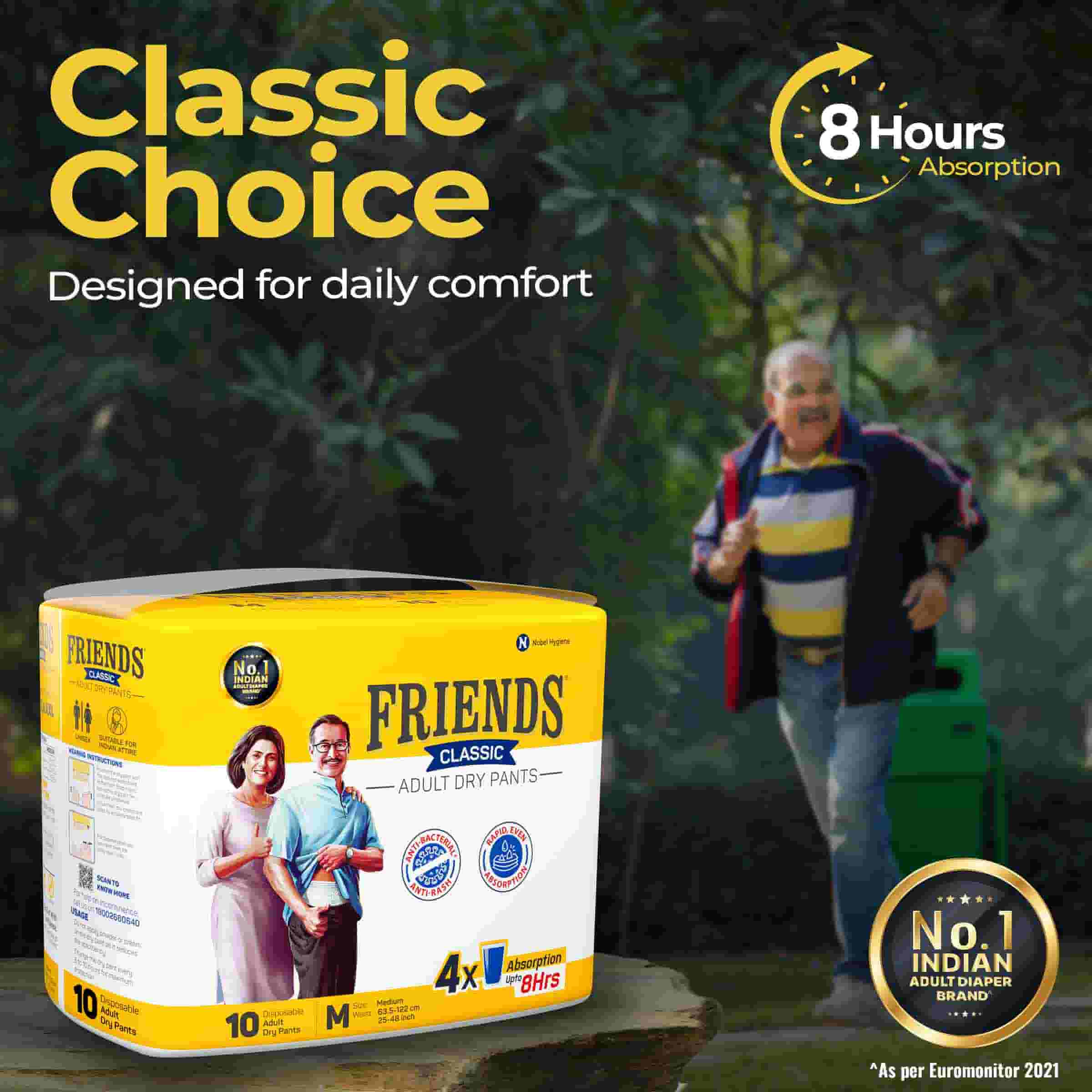 Buy FRIENDS CLASSIC ADULT DIAPERS PANTS STYLE  10 COUNT XL WAIST 3056  INCH Online  Get Upto 60 OFF at PharmEasy