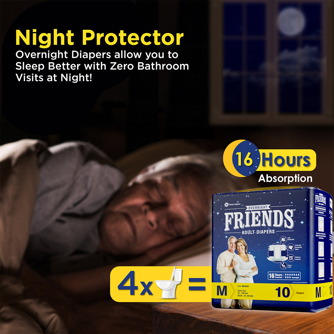 Friends Overnight Tape-Style Adult Diapers