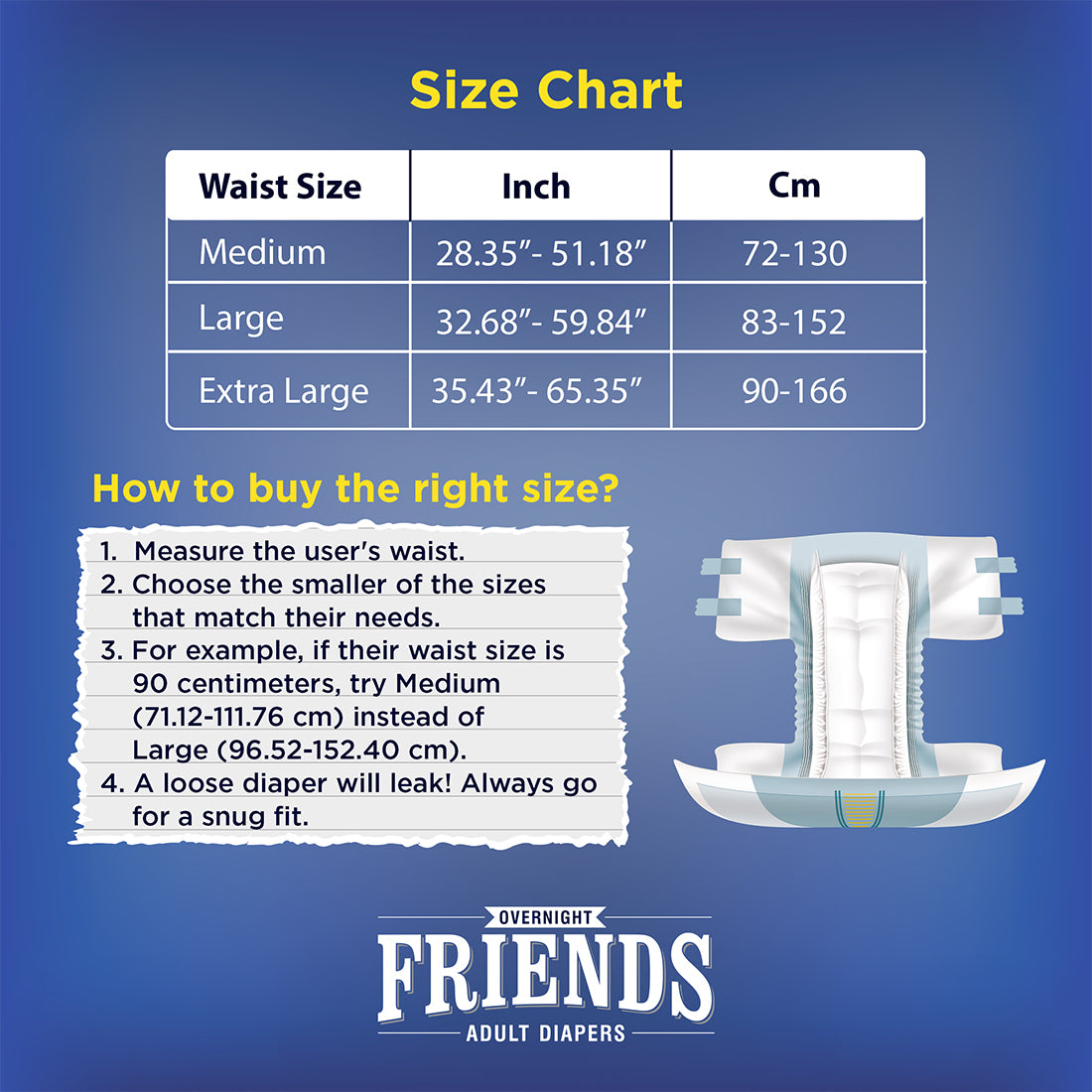 Friends Overnight Tape-Style Adult Diapers