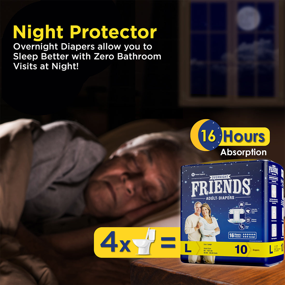 Friends Overnight Tape-Style Adult Diapers