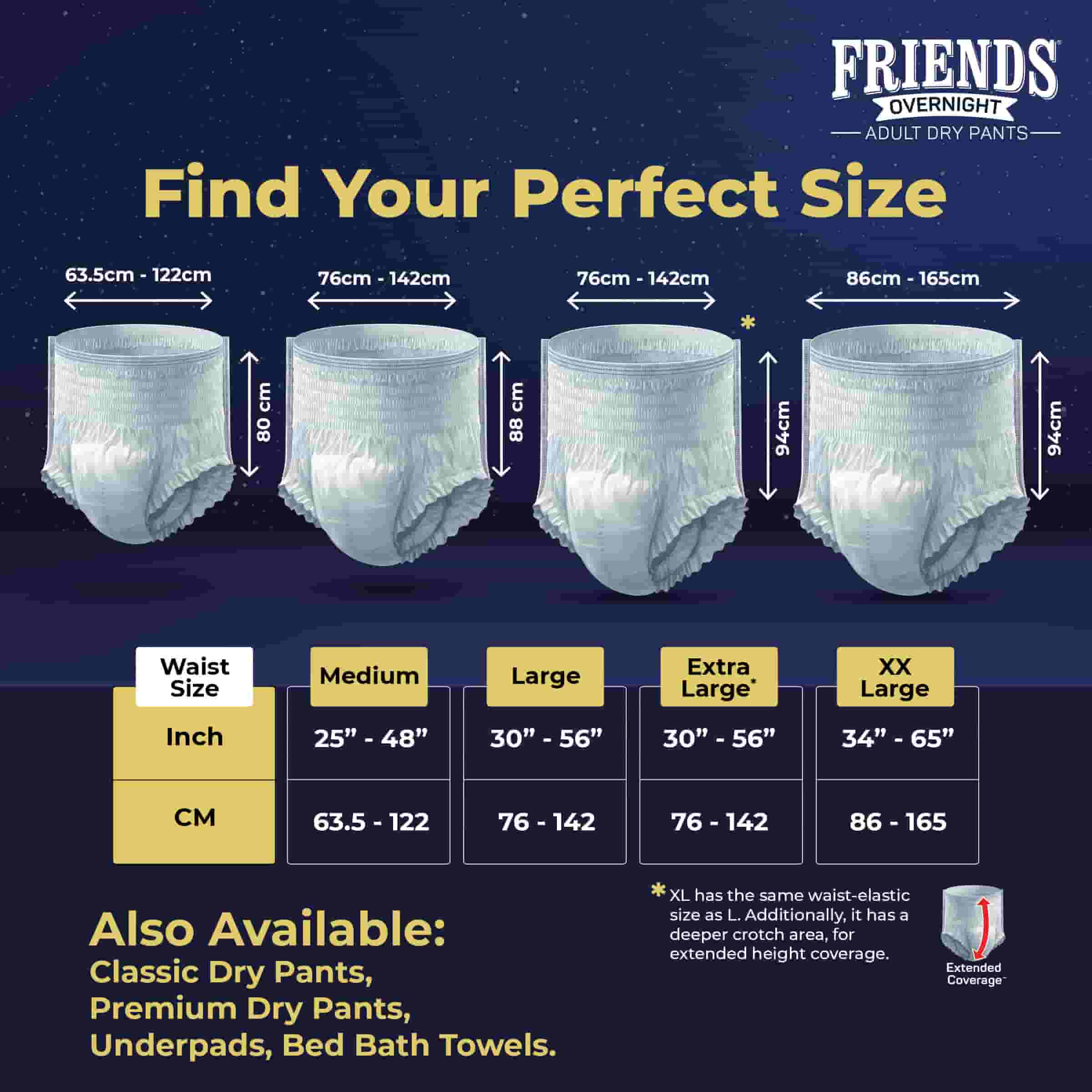 Friends Adult Nappies, Maximum Absorbency and Overnight Protection, Nappies  for Men and Women. (Large - Extra Large 40 Pants) : Amazon.co.uk: Health &  Personal Care