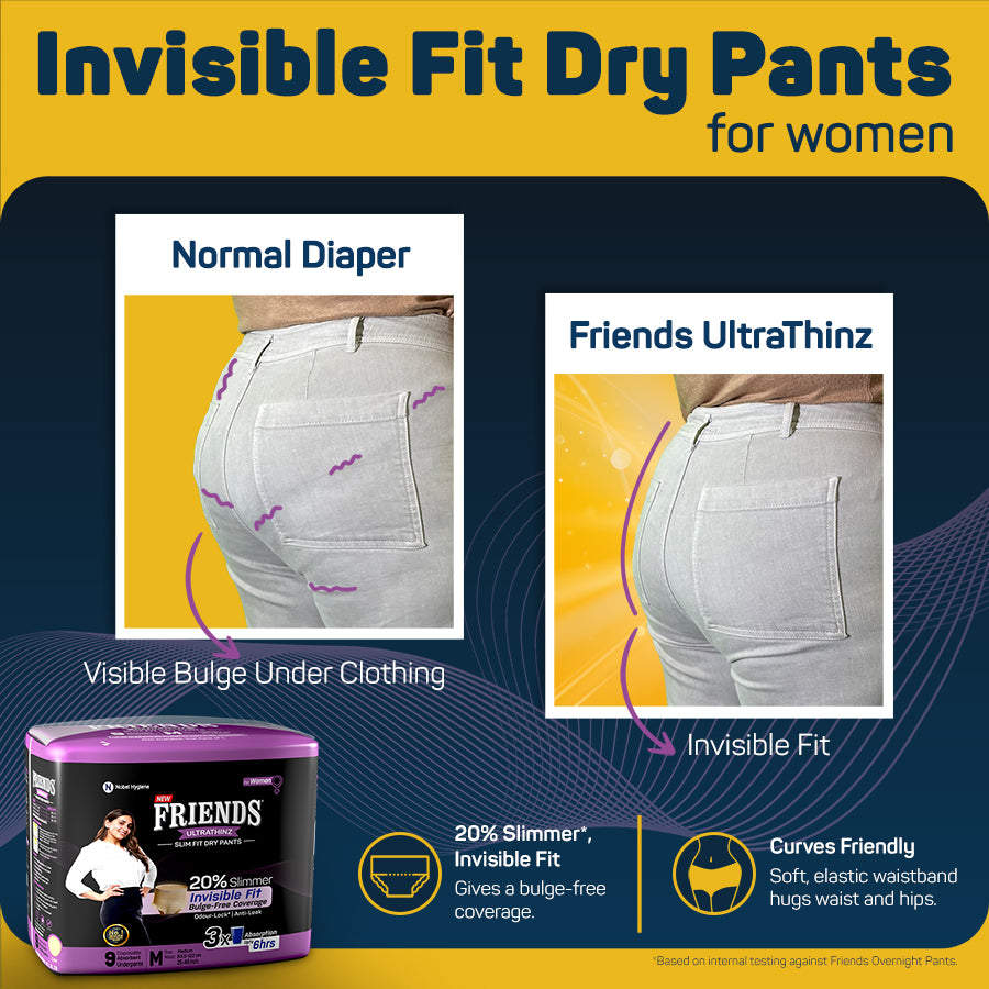 Friends Premium Adult Diapers Pant Style - 10 Count -XXL- with odour lock  and Anti-Bacterial Absorbent Core- Waist Size 34-65 Inch ;86-165cm :  Amazon.in: Health & Personal Care